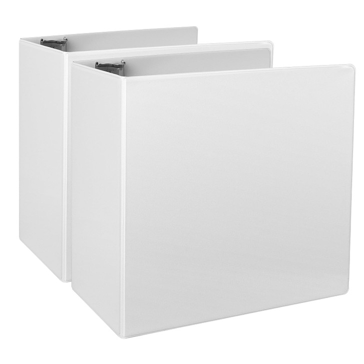 CIXILDTS 5-Inch 3 Ring Binder, Standard 5" Slant-D Ring Binder Fit Letter Size Paper, Presentation View Binders, White, 2-Pack