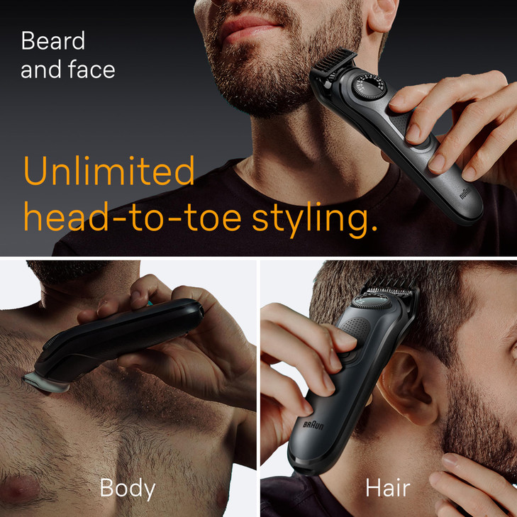 Braun All-in-One Style Kit Series 5 5471, 8-in-1 Trimmer for Men with Beard Trimmer, Body Trimmer for Manscaping, Hair Clippers & More, Ultra-Sharp B