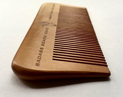 Badass Beard Care Wood Beard Comb for Men - Fine Tooth, Anti-Static