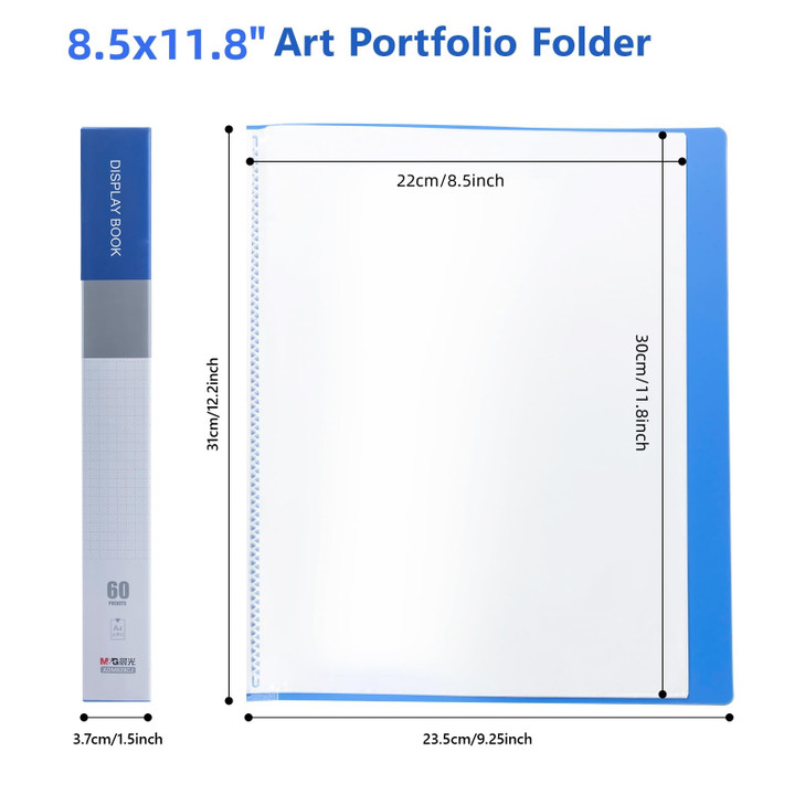 M&G 60 Pocket Binder with Plastic Sleeves?Blue, Presentation Book, 8.5 x 11.8 Portfolio Folder with Clear Sheet Protectors, Display 120 Pages, Presen