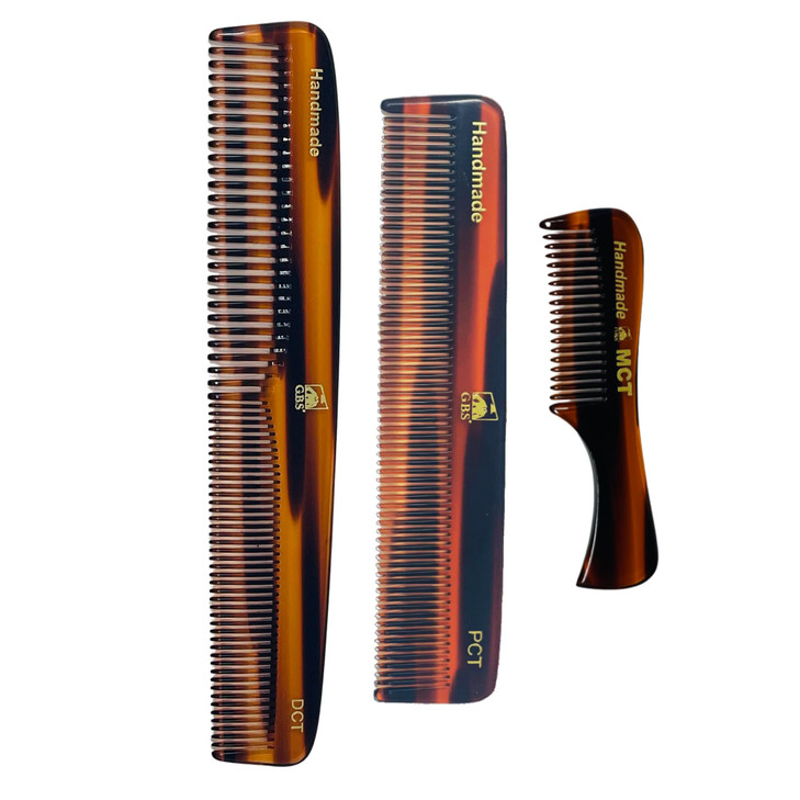 G.B.S Handmade Men and Women Comb Set- Pack of 3, Unbreakable Fine Toothed Mustache,Eyebrow Pocket Comb- Portable Pocket Size for Styling Beard & Hai