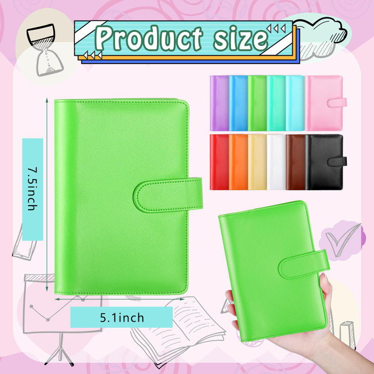 Chuangdi 24 Pcs A6 PU Leather Budget Binder Bulk Refillable 6 Ring Notebook Cover Paper Pocket Loose Leaf Binder Personal Organizer Planner Magnetic