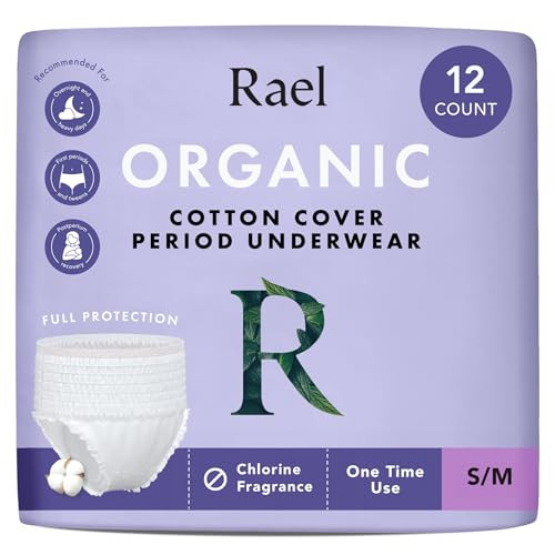 Rael Disposable Underwear for Women, Organic Cotton Cover - Incontinence Pads, Postpartum Essentials, Disposable Underwear, Unscented, Maximum Covera