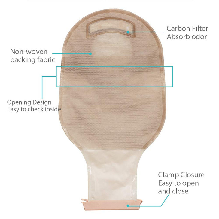 LotFancy Colostomy Bags, 10PCS Two-Piece Drainable Pouches with Clamp Closure for Colonoscopy Ostomy Stoma Care (No Skin Barriers), Ileostomy Supplie