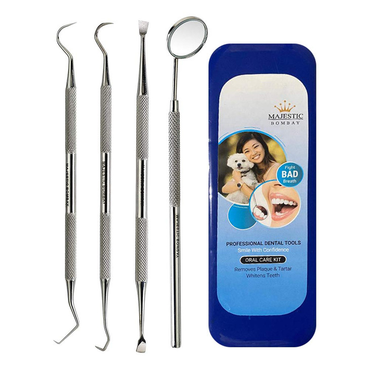 Dental Hygiene Tool Set - Stainless Steel Dental Tooth Pick, Mouth Mirror,Tarter Scraper and Plaque Remover - Dental Tool Kit is Ideal for Cleaning U