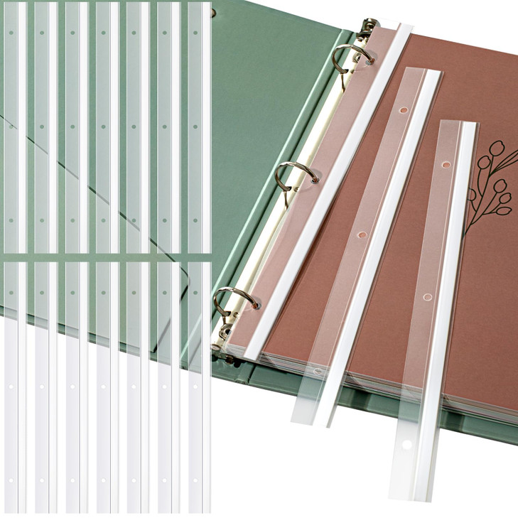 Dinifee 400 Pcs Self Adhesive Attaching Strips 3 Hole Punched Self Adhesive Filing Strip, 11.6" x 1", Ideal for Storing Unpunched Documents