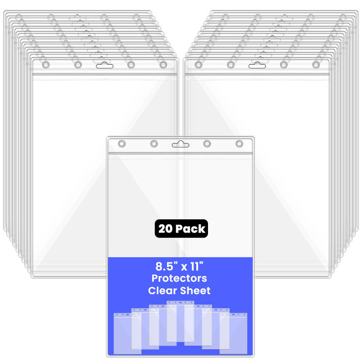 20 Pcs Heavy Duty Sheet Protectors 8.5 x 11 Clear, Heavy Weight Sheet Protectors, Job Ticket Holders, Shop Ticket Holders, Work Order Sleeves Waterpr