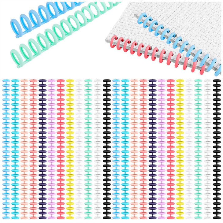 AUEAR, 60 Pack 1/2 Inch Comb Binding Spines for Business Document File 12 Colors