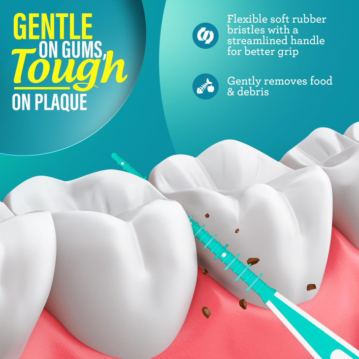 GuruNanda Interdental Picks (Pack of 100), Super Soft & Flexible Rubber Bristles, Dental Floss Picks to Remove Food Debris, Plaque & Go Gentle on Gum