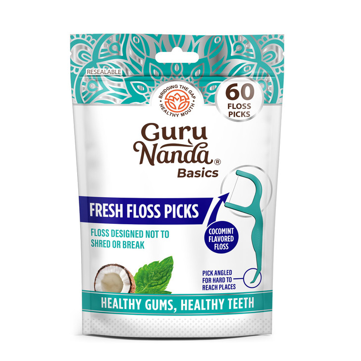 GuruNanda Fresh Floss Dental Picks - Non- Shred Thread with Angled Pick for Effective Plaque Removal - Dentist Recommened - Travel Friendly for Adult