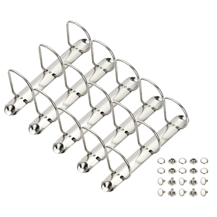PATIKIL A5 3 Hole Ring Binder Mechanisms, 5 Set 1.97" D Ring Replacement Binder Planner Loose Leaf Binding Spines for Organizers DIY Fill Paper Stora