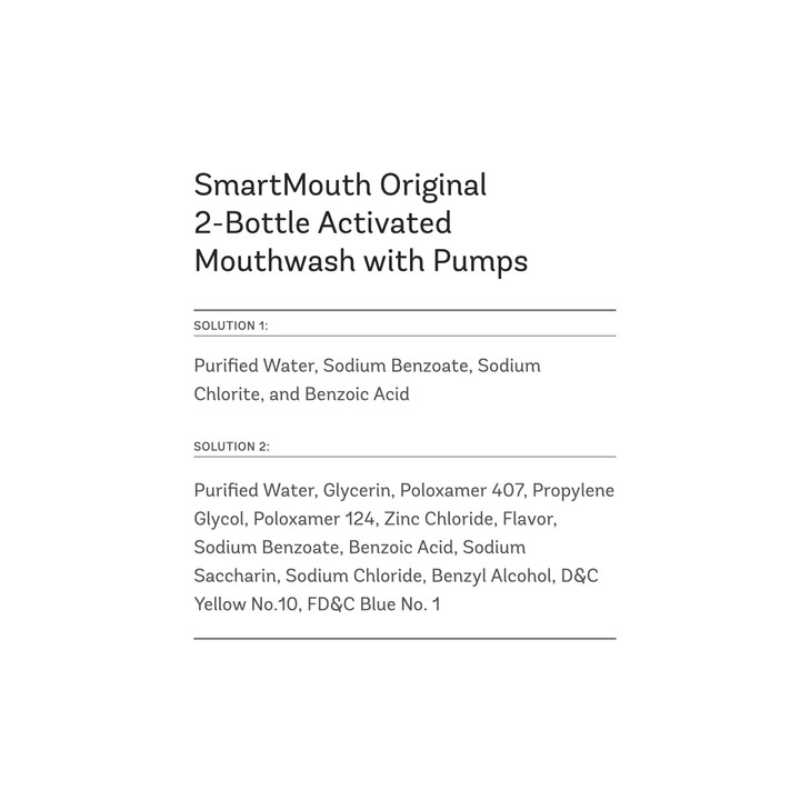 SmartMouth Original 2-Bottle Activated Mouthwash with Pumps, Bad Breath Support, 32 fl oz