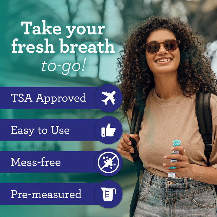 GuruNanda Travel Sachets Coconut Oil Pulling, Fresh Breath Mouthwash, 7 Essential Oils & Vitamins for Happy Teeth & Gums, with Tongue Scraper, 28 Sac