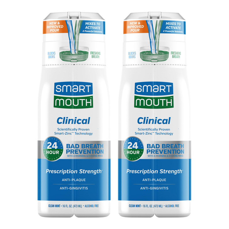 SmartMouth Clinical Zinc Activated Mouthwash - Anti-Plaque & Anti-Gingivitis for Healthy Gum Support - All-Day Fresh Breath - Alcohol-Free, Sugar-Fre