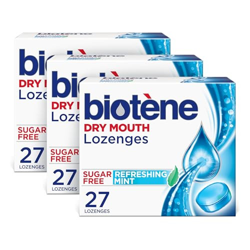 Biotene Dry Mouth Lozenges for Dry Mouth and Fresh Breath, Dry Mouth Relief and Breath Freshener, Refreshing Mint - 27 Count (Pack of 3)