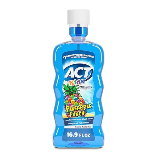 ACT Kids Anticavity Fluoride Rinse Pineapple Punch 16.9 fl. oz. Accurate Dosing Cup, Alcohol Free