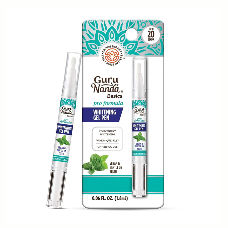 GuruNanda Teeth Whitening Pen,(0.06 fl oz)-20 Uses, Vegan & Gentle on Teeth Pro Formula - Hydrogen Peroxide Whitening Gel Pen, Cruelty-free, Mint Fla