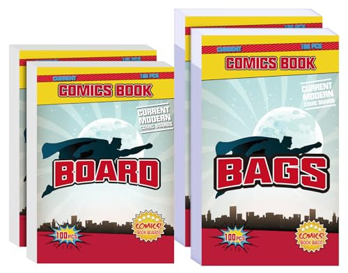 KKU 200 Count Comic Book Bags and Boards, Crystal Clear Acid Free Comic Bags and Boards, Comic Book Storage for Comics