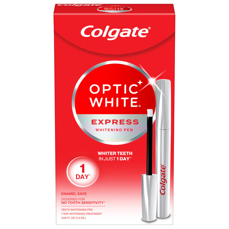 Colgate Optic White Express Teeth Whitening Pen, Enamel-Safe Tooth Whitening Applicator, Helps Whiten Teeth in As Little As 1 Day of Use, 7 Day White