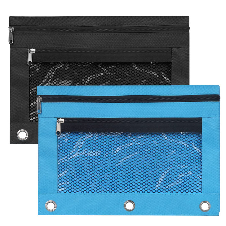 Pencil Pouches, Zipper Binder Pencil Pouch Pen Case With 3 Holes, 3 Ring Zippered Pocket Pencil Pouch for School Office