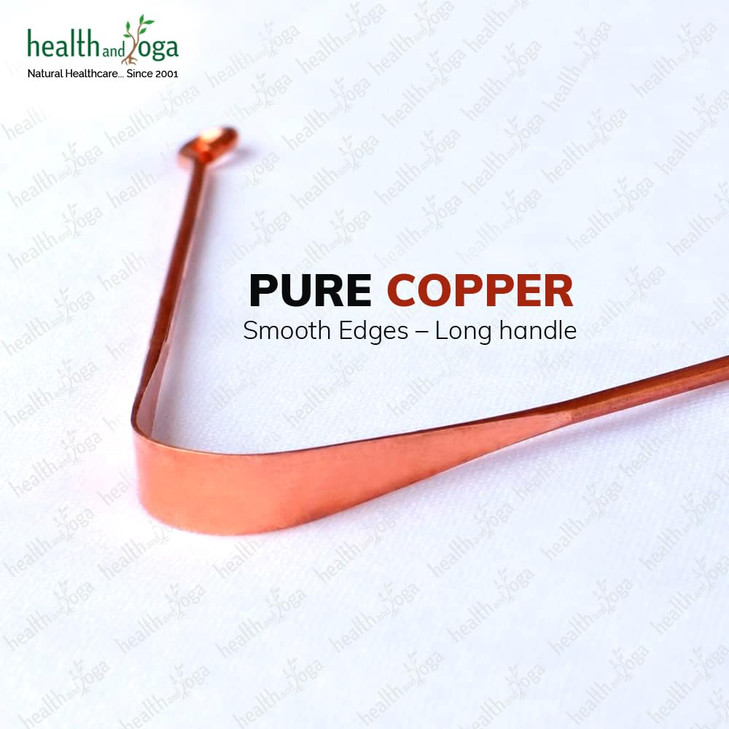HealthAndYoga qSwipe Lite Copper Tongue Cleaners (Pack of 3)  Prevents Bad breath, Improves taste- Flexible, Curved ends provide good grip  Comple