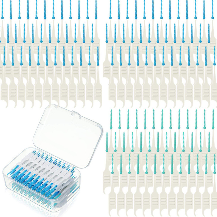 Patelai 200 Pcs Dual-Use Interdental Brushes Soft Silicone Dental Picks Toothpicks Between Teeth Brush, Tooth Flossing Brush for Cleaning Orthodontic