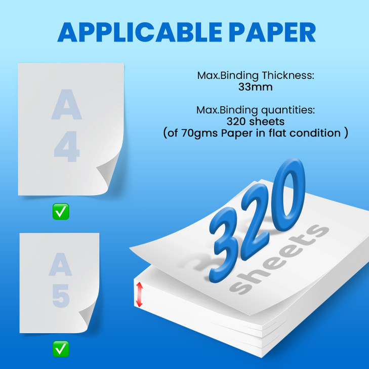 Mxmoonant Thermal Binding Machine, Max.320 Sheets for A4 A5, Compact with Cooling Position, with 5 Binding Covers, Ideal for Offices, Schools, Home P