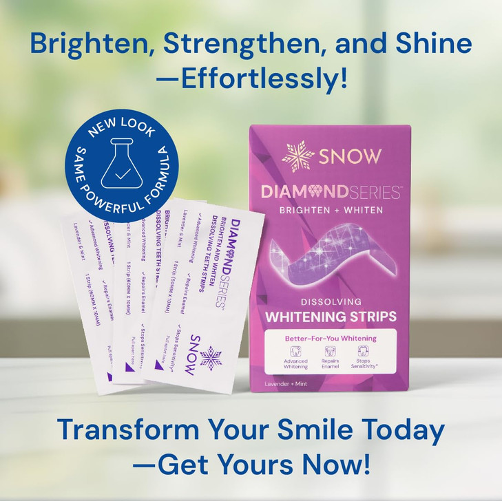 Snow Diamond Series Purple Whitening Strips - Dissolving Teeth Whitening Strips for Sensitive Teeth, Instant Brightening with Hydroxyapatite, Color-C