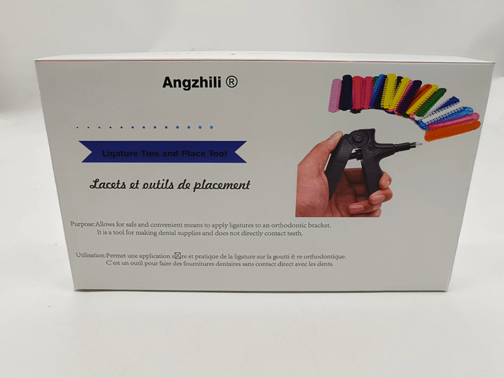 Angzhili Dental Orthodontic Ligature Ties Multi-color 1040pcs and Orthodontic Ligature Gun Gray,Braces Rubber Band Tool