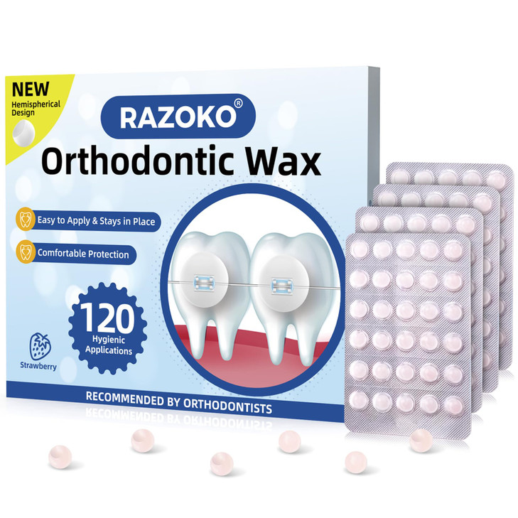 RAZOKO Orthodontic Wax for Braces Wax Dots 120 Individual Hygienic Packaging Dental Wax