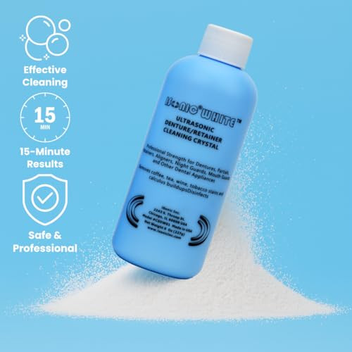 iSonic White CSDW01 Denture/Retainer Cleaning Crystal to Remove Stains, Buildups for all dental/sleep apnea/clear appliances, 8OZ bottle