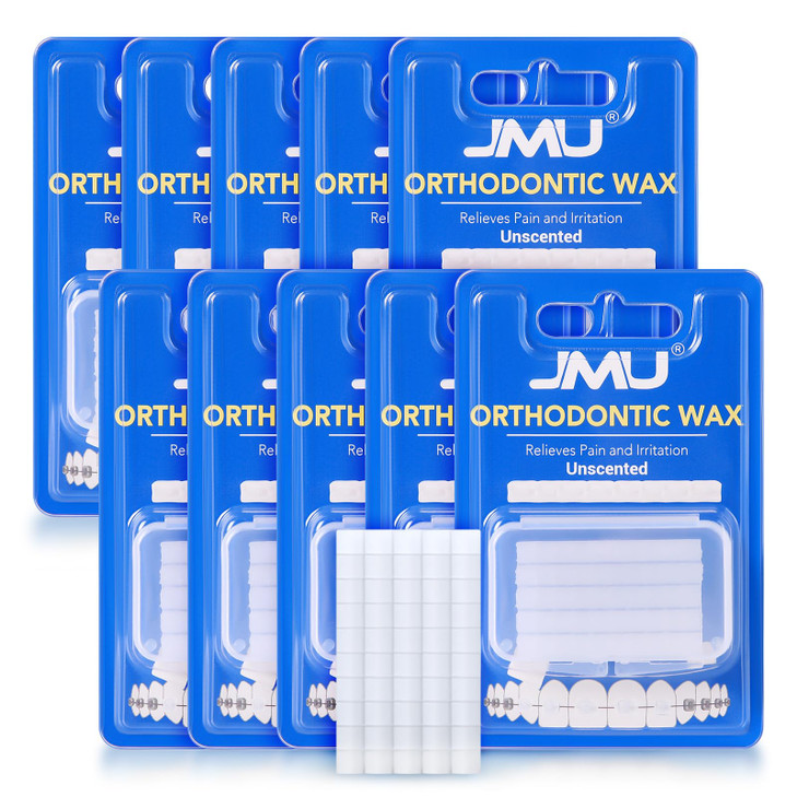 JMU Orthodontic Wax for Braces 10 Pack, Precut 500 Braces Wax Dots, Dental Wax Unscented