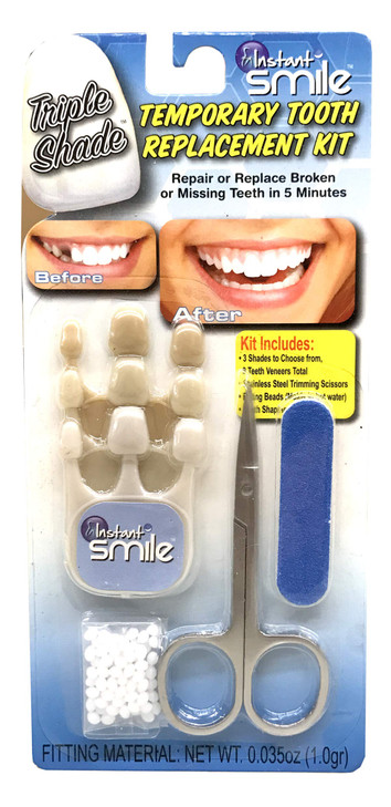Instant Smile Triple Shade Temporary Tooth Kit - Replace A Missing Tooth in Just 5 Minutes!