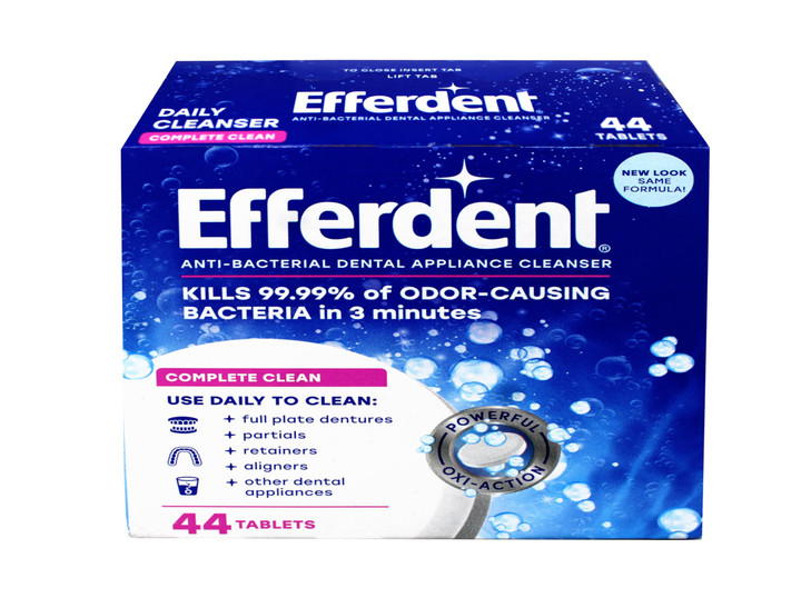 Efferdent Denture Cleanser Tablets, Complete Clean, Cleanser for Retainer and Dental Appliances, 44 Count, (Pack of 6)