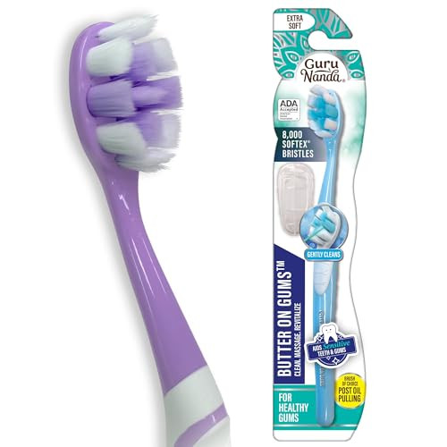 GuruNanda Butter On Gums Toothbrush, ADA Accepted, With 8000+ Ultra Soft Softex Bristles for Sensitive & Receding Gums, Perfect for Whiter Teeth, 1 C