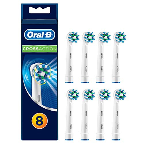 Oral-B CrossAction Toothbrush Heads Pack of 8 Replacement Refills for Electric Rechargeable Toothbrush, Mailbox Sized Pack