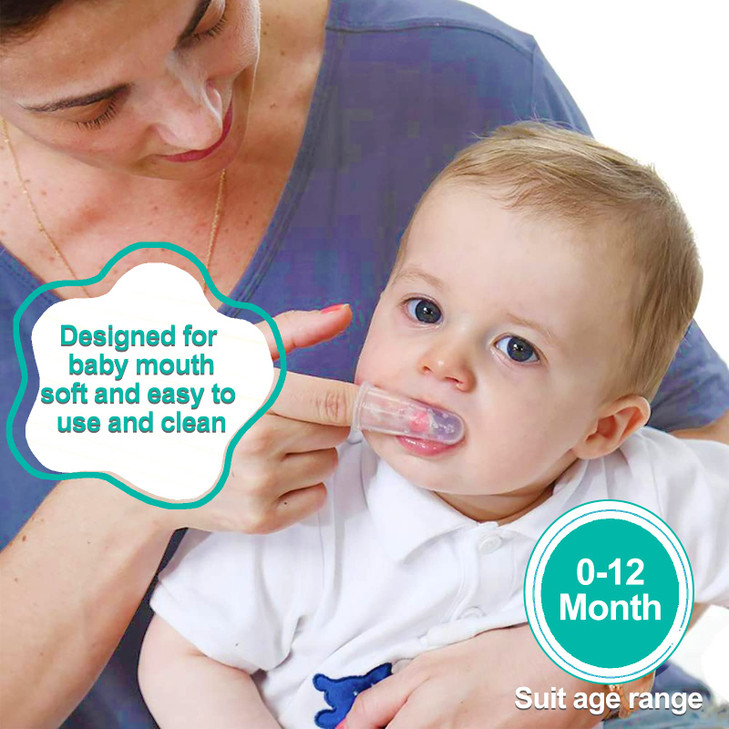 Bassion Baby Toothbrush Set, 6 Pcs Soft Infant Finger Toothbrush with 6 Boxes, Newborns Toddler Silicone Baby Tooth Brush 0-6 Months 6-12 Months