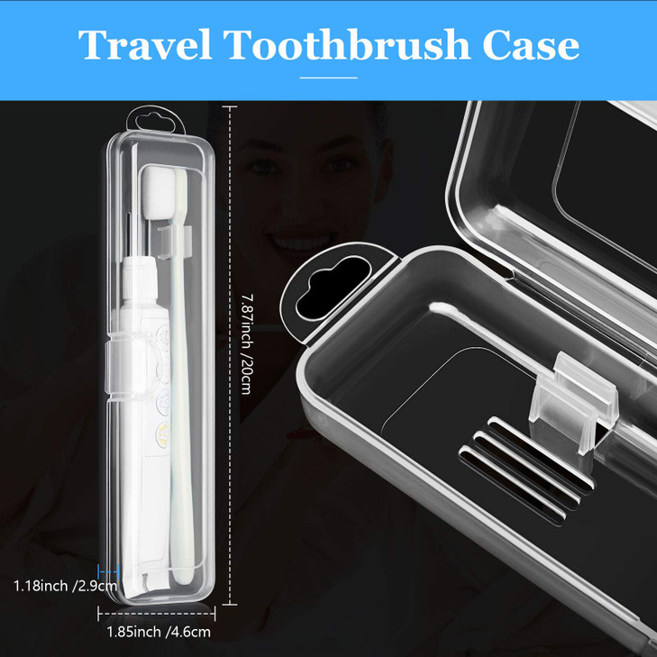 Patelai 2 Pack Travel Size Toothbrush Case Holder Portable Clear Toothbrush and Toothpaste Storage Container Hard Plastic Transparent Carrying Box fo