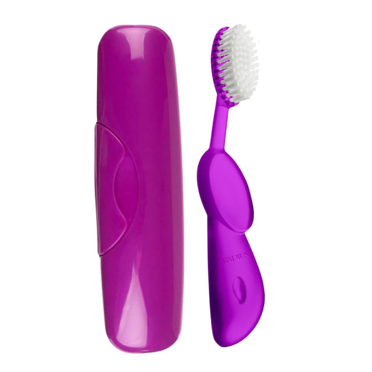 RADIUS Toothbrush Big Brush, BPA Free and ADA Accepted, Right Hand, Purple and Big Brush Case, Purple, 1 count
