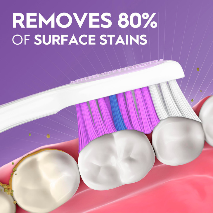 Oral-B 3D White Stain Eraser, 4 Count Soft Manual tootbrush Pack, Removes Stains, Whitens Teeth, Tongue and Cheek Cleaner