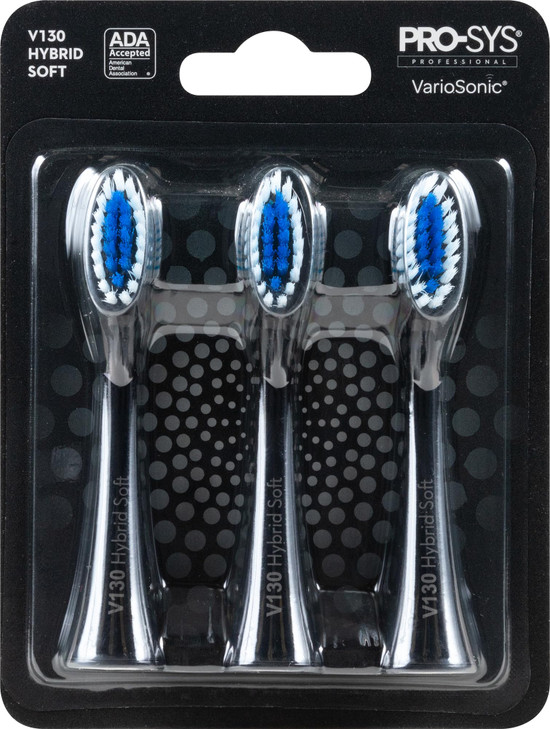 PRO-SYS White VarioSonic® Electric Toothbrush Replacement Head (V130 Hybrid Soft), Burst Brush Head, Pack of 3