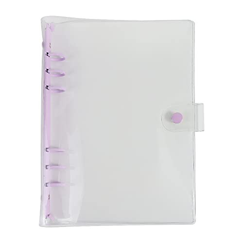 A5 Clear PVC Binder Cover 6 Purple Round Ring Binders Dia 20mm Snap Closure Sealing Edge Notebook Shell File Folders Album Binders