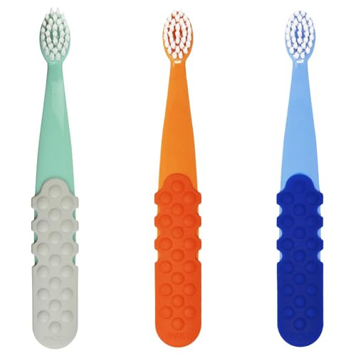 RADIUS Totz Plus Brush Kids Toothbrush Silky Soft BPA Free ADA Accepted Designed for Delicate Teeth & Gums for Children 3 Years & Up - Assorted - Pac