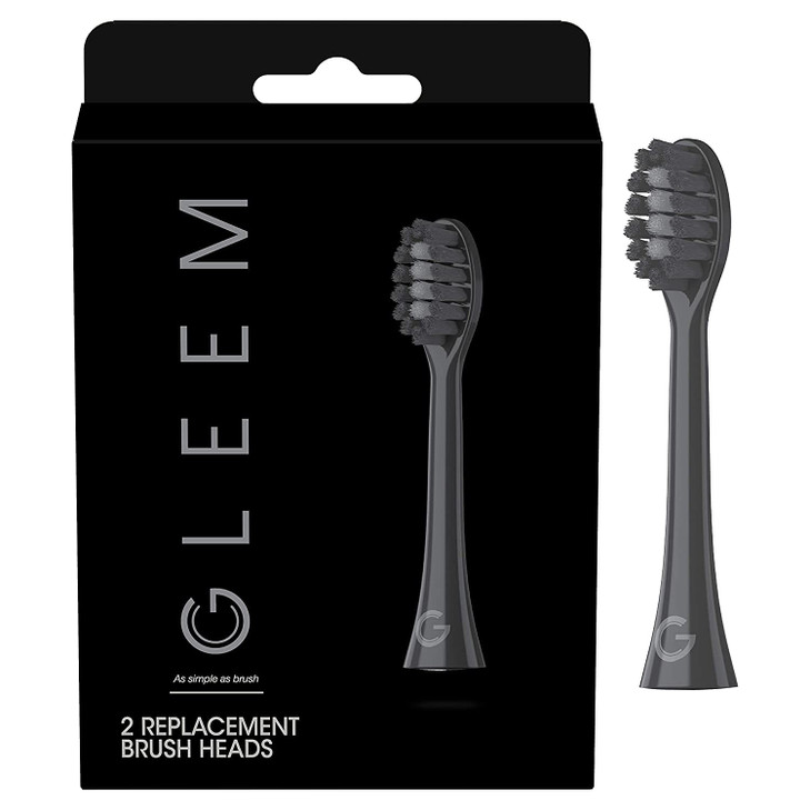 GLEEM Toothbrush Replacement Brush Heads Refill, Black, 2 Count