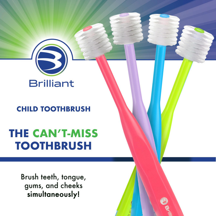 Brilliant Oral Care Child Toothbrush with Soft Bristles and Round Head, for a Kid Approved, Easy to Use All-Around Clean Mouth, Ages 2-5 Years, Lime,