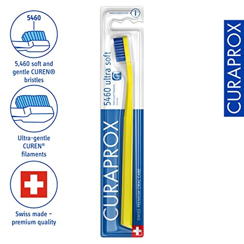 Curaprox CS 5460 Ultra-Soft Toothbrush for Adults with Ultra-Fine Filaments and Compact, Slightly Angled Toothbrush Head for Improved Tooth and Gum H