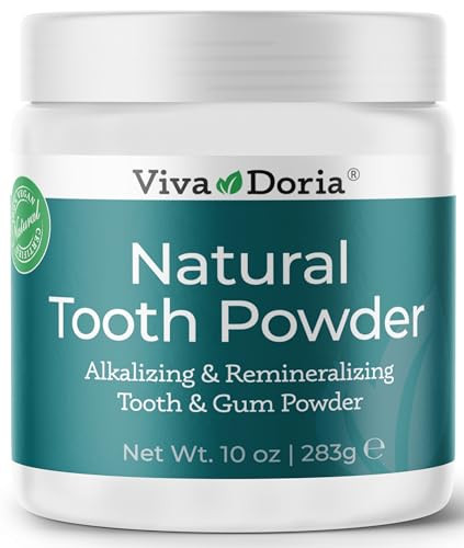 Viva Doria Natural Tooth Powder, Remineralizing, Natural Teeth Whitening, Breath Freshener | Refreshing Mint Flavor | 10 Oz
