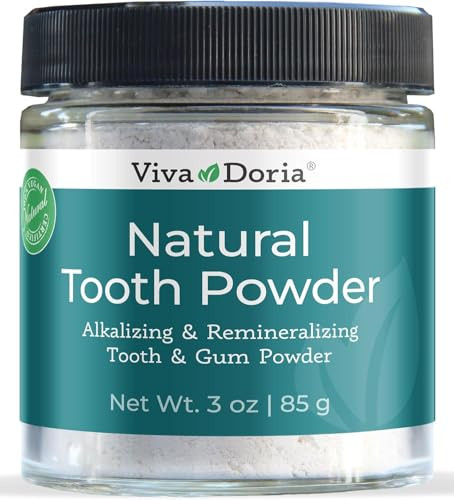 Viva Doria Natural Tooth Powder, Remineralizing, Natural Teeth Whitening, Breath Freshener | Refreshing Mint Flavor | 3 Oz Glass Jar