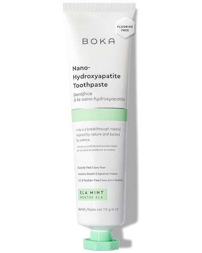 Boka Fluoride Free Toothpaste, Nano Hydroxyapatite Toothpaste, Appropriate for Sensitive Teeth - for Adult, Kids Oral Care - Ela Mint Flavor, 4 Fl Oz