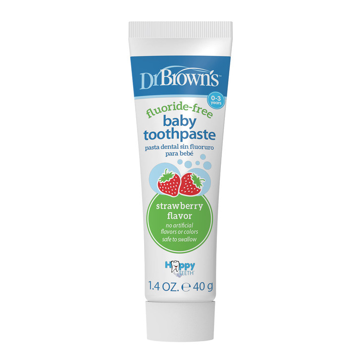 Dr. Browns Fluoride-Free Baby Toothpaste, Infant & Toddler Oral Care, Strawberry, 1-Pack, 1.4oz/40g, 0-3 Years